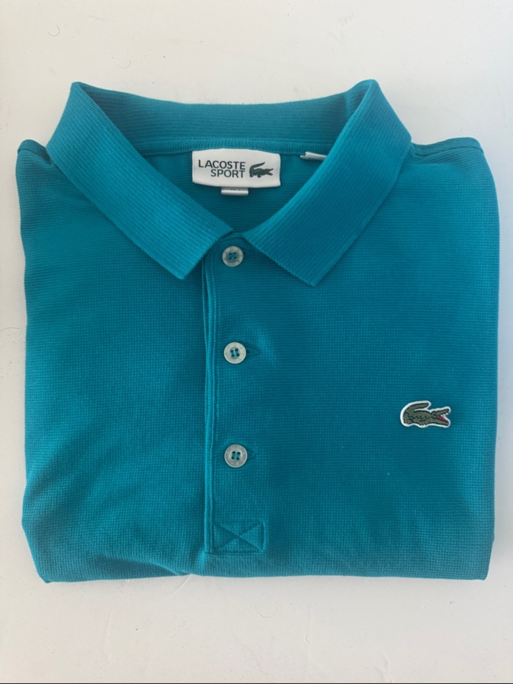 Lacoste Teal Short-Sleeve Polo with Crocodile Patch